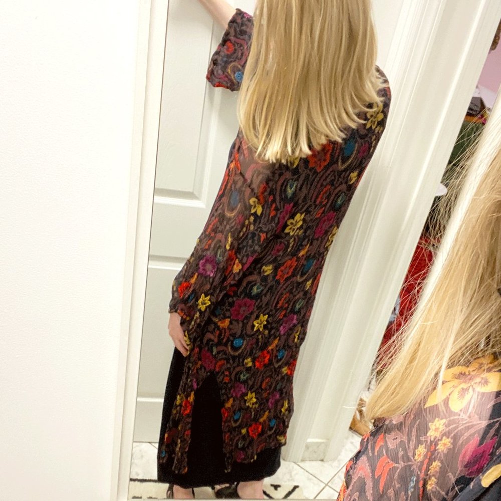 Free People Black Floral Kimono